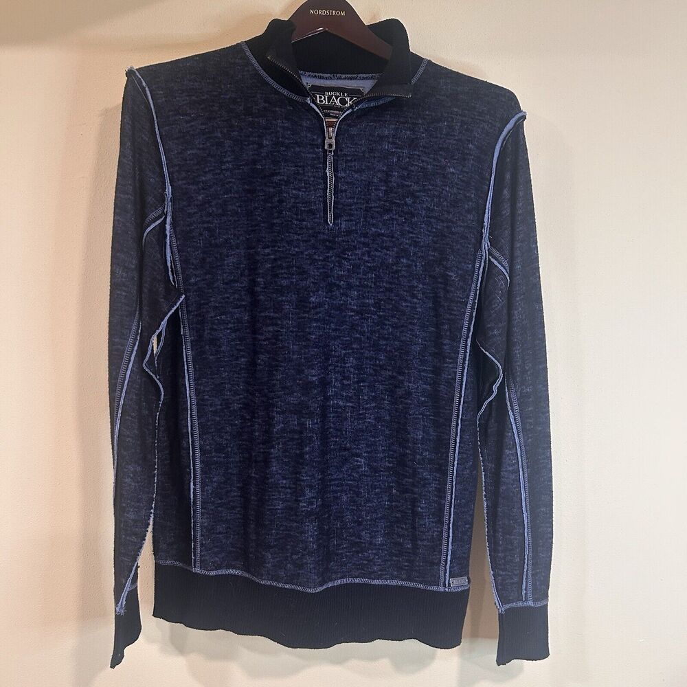 BKE Buckle‎ Mens X Large Long Sleeve Black Gray 1/4 Zip Pullover Casual Sweater